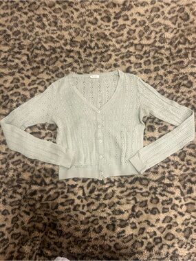 Brandy Melville Ribbed Pointelle V-Neck Cardigan Sweater